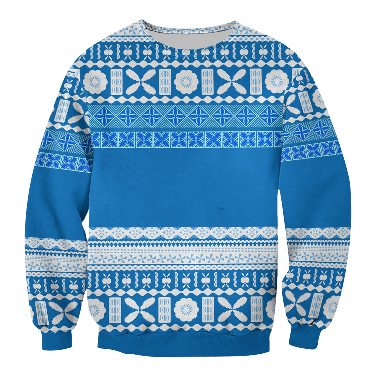 Bula Fiji Sweatshirt Tapa Pattern LT13 Unisex Blue - Polynesian Pride