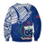 Samoa Siapo Sweatshirt Sporty Mix Barkcloth Panel LT13 Unisex Blue - Polynesian Pride