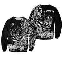 Hawaii Polynesian Sweatshirt White Tiki Masks Hawaiian LT13 Unisex White - Polynesian Pride