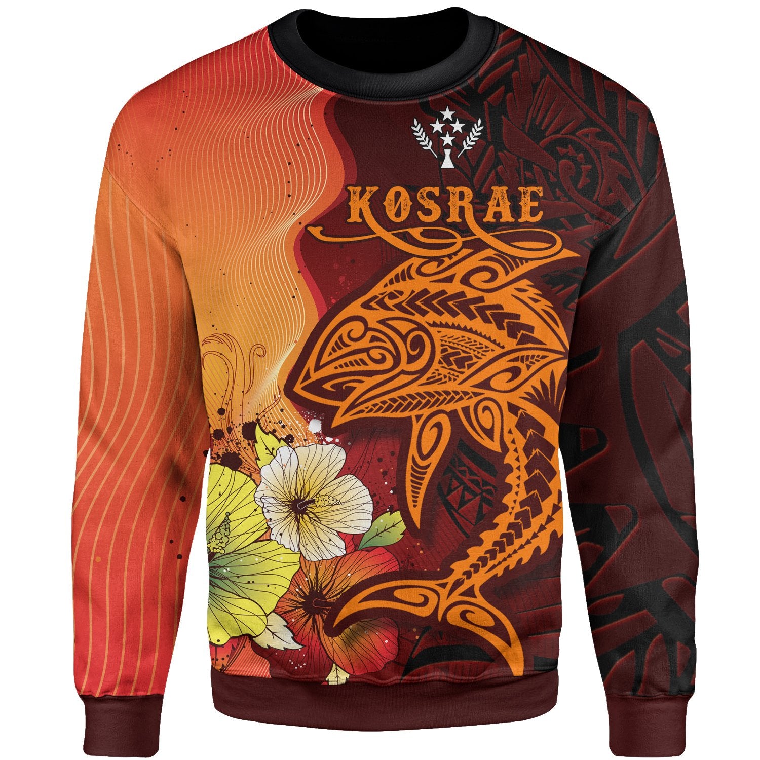 Kosrae Sweater - Tribal Tuna Fish Unisex Orange - Polynesian Pride