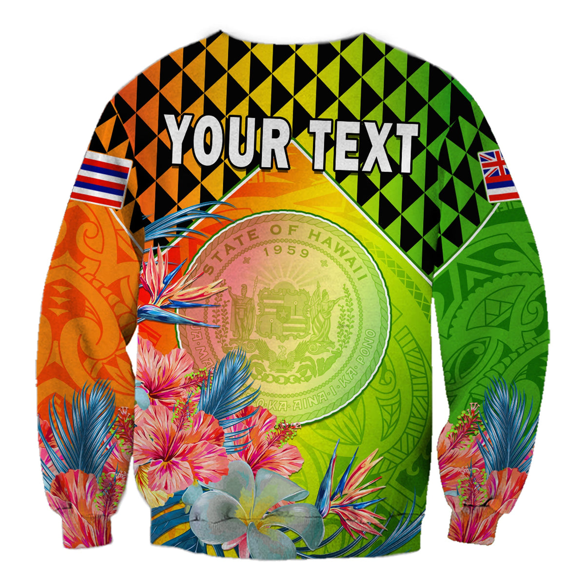 (Custom Personalised) Happy Hawaii Fathers Day Sweatshirt Hawaiian Tribal Kanaka Maoli Hibiscus LT14 - Polynesian Pride