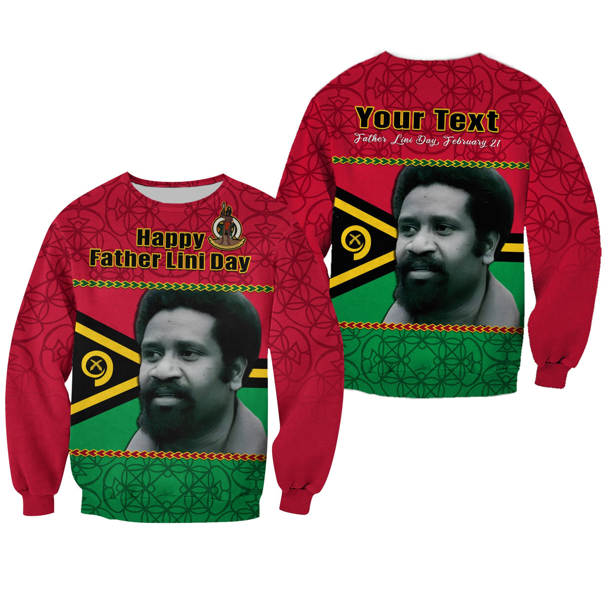 (Custom Personalised) Vanuatu Sweatshirt Vanuatuan Flag Sand Drawing Happy Father Lini Day LT14 Unisex Red - Polynesian Pride