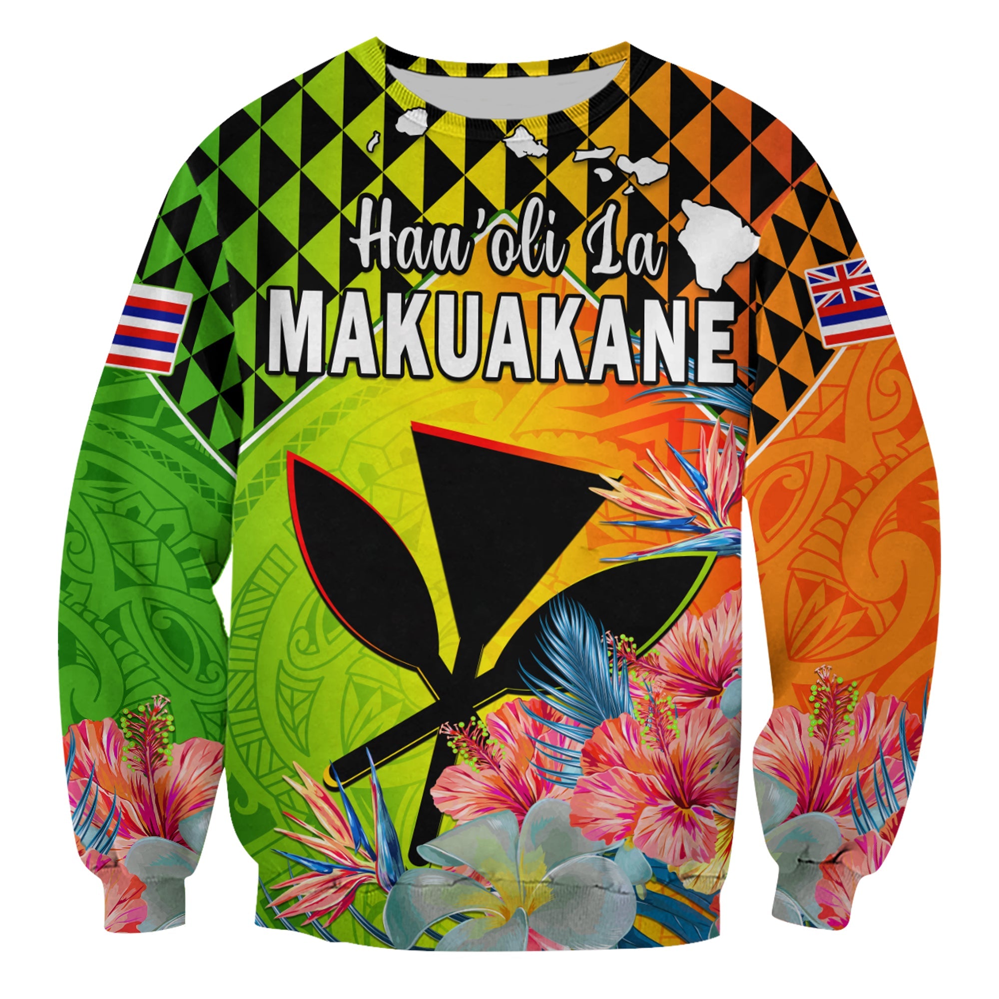 Happy Hawaii Fathers Day Sweatshirt Hawaiian Tribal Kanaka Maoli Hibiscus LT14 Unisex Reggae - Polynesian Pride