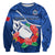 (Custom Text And Number) Samoa Rugby Sweatshirt Manu Samoa Polynesian Hibiscus Blue Style LT14 - Polynesian Pride