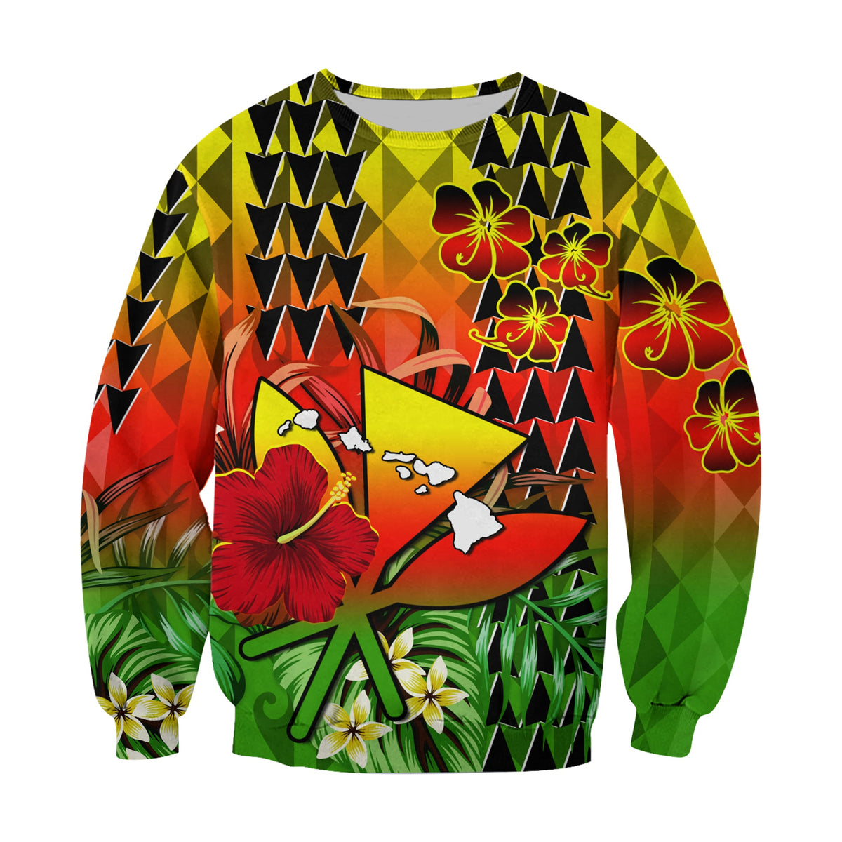 (Custom Personalised) Hawaii Flowers Sweatshirt Color Tribal Pattern Hawaiian LT13 - Polynesian Pride