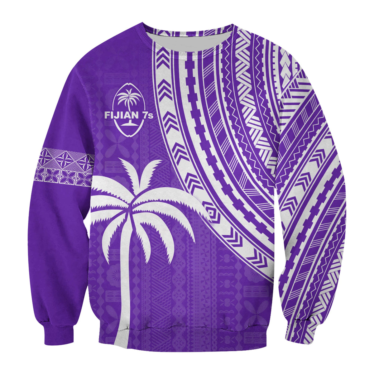 Fiji Rugby Sevens Sweatshirt Fijian 7s Tapa Polynesian Purple LT13 Unisex Purple - Polynesian Pride