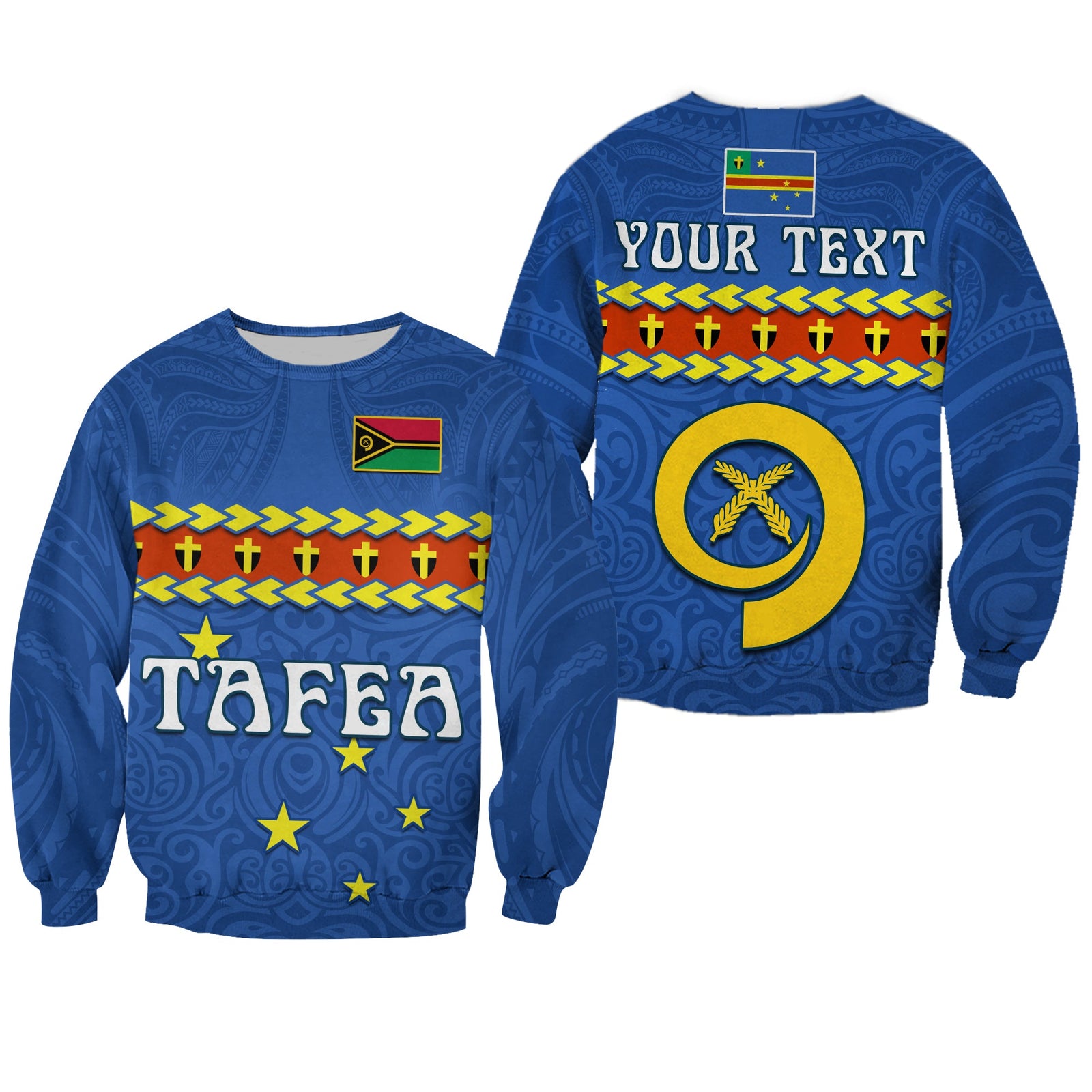 (Custom Personalised) Tafea Province Sweatshirt Vanuatu Pig Tusk Polynesian Flag Style LT14 Unisex Blue - Polynesian Pride