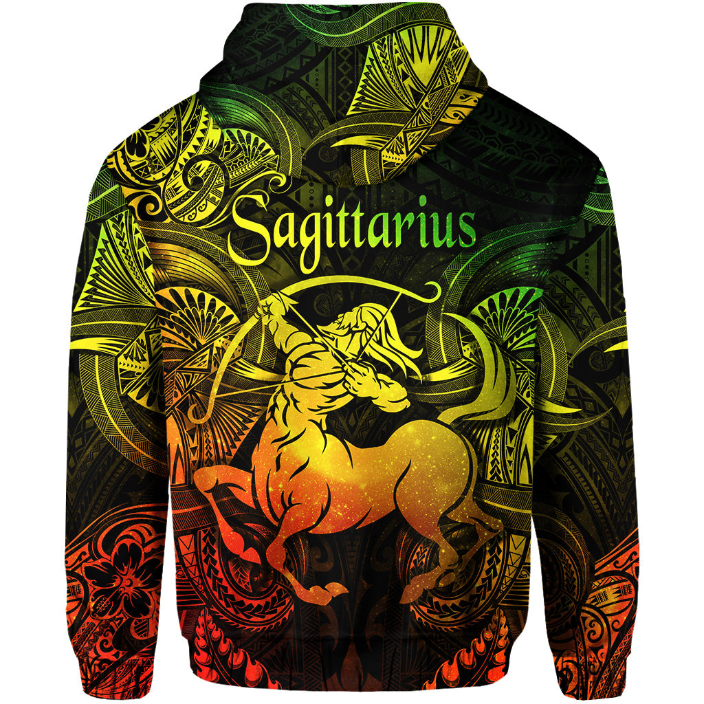 Sagittarius Zodiac Polynesian Zip Hoodie Unique Style Reggae LT8 - Polynesian Pride