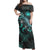 Samoa Matching Dress and Hawaiian Shirt with Turtle and Blooming Hibiscus Turquoise - Polynesian Pride