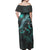 Samoa Matching Dress and Hawaiian Shirt with Turtle and Blooming Hibiscus Turquoise - Polynesian Pride