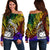 Samoa Custom Personalised Women's Off Shoulder Sweater - Rainbow Polynesian Pattern Rainbow - Polynesian Pride