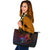 Samoa Leather Tote - Butterfly Polynesian Style Black - Polynesian Pride