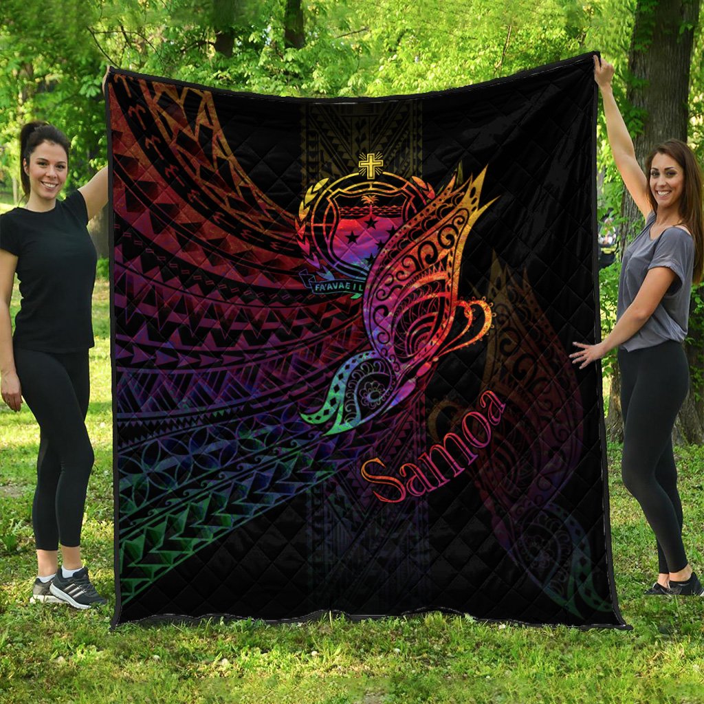 Samoa Premium Quilt - Butterfly Polynesian Style Black - Polynesian Pride