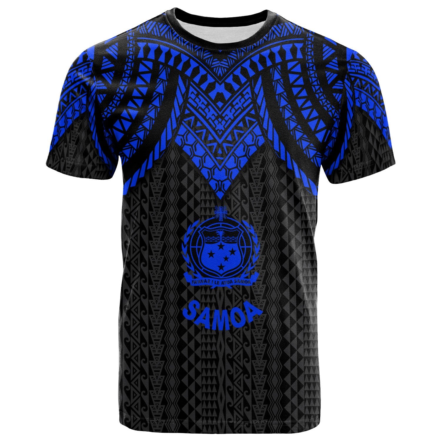 Samoa T Shirt Polynesian Armor Style Blue Unisex Blue - Polynesian Pride