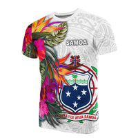 Samoa T Shirt Hibiscus Polynesian pattern white Unisex White - Polynesian Pride