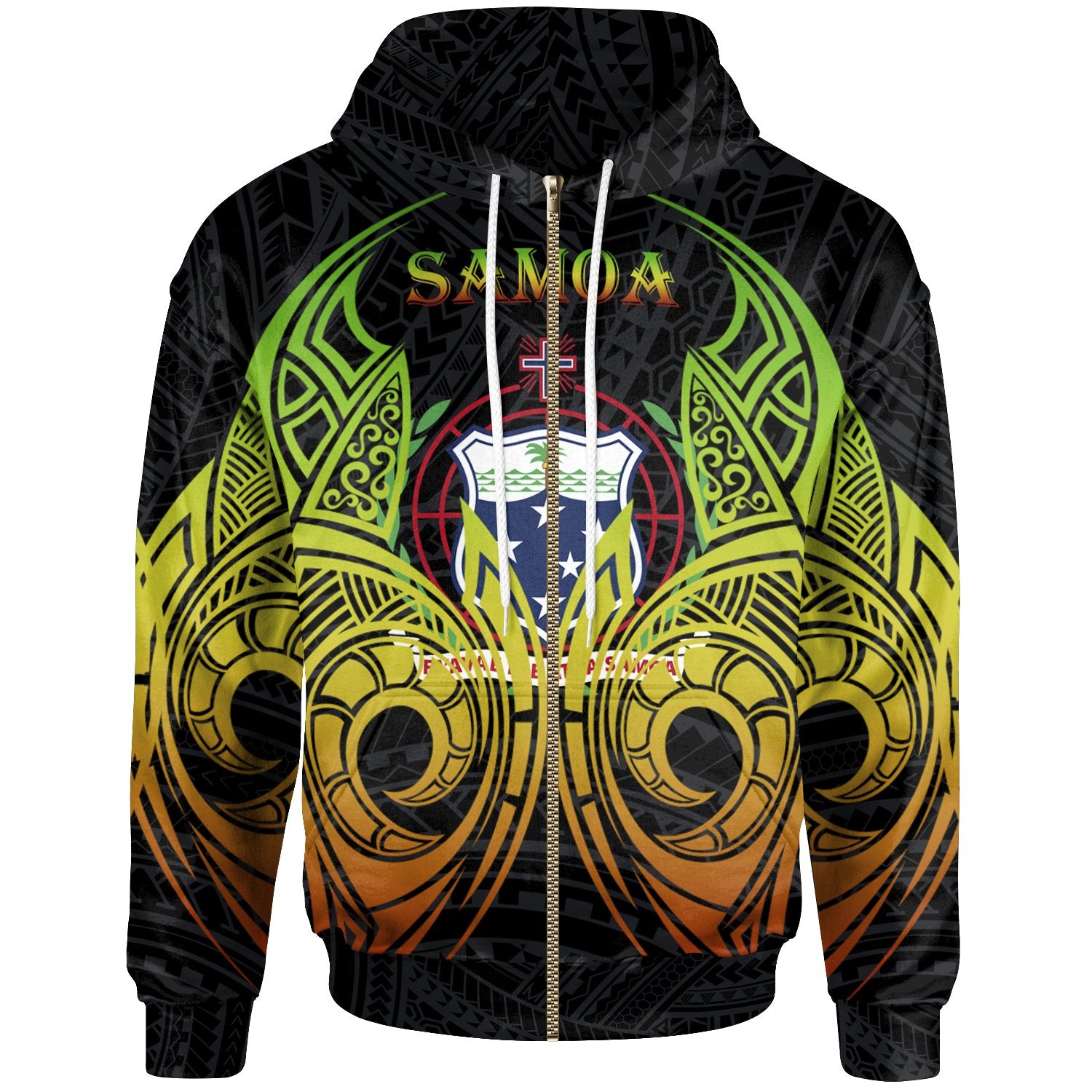 Samoa Zip up Hoodie Polynesian Reggae Tatoo Unisex Reggae - Polynesian Pride