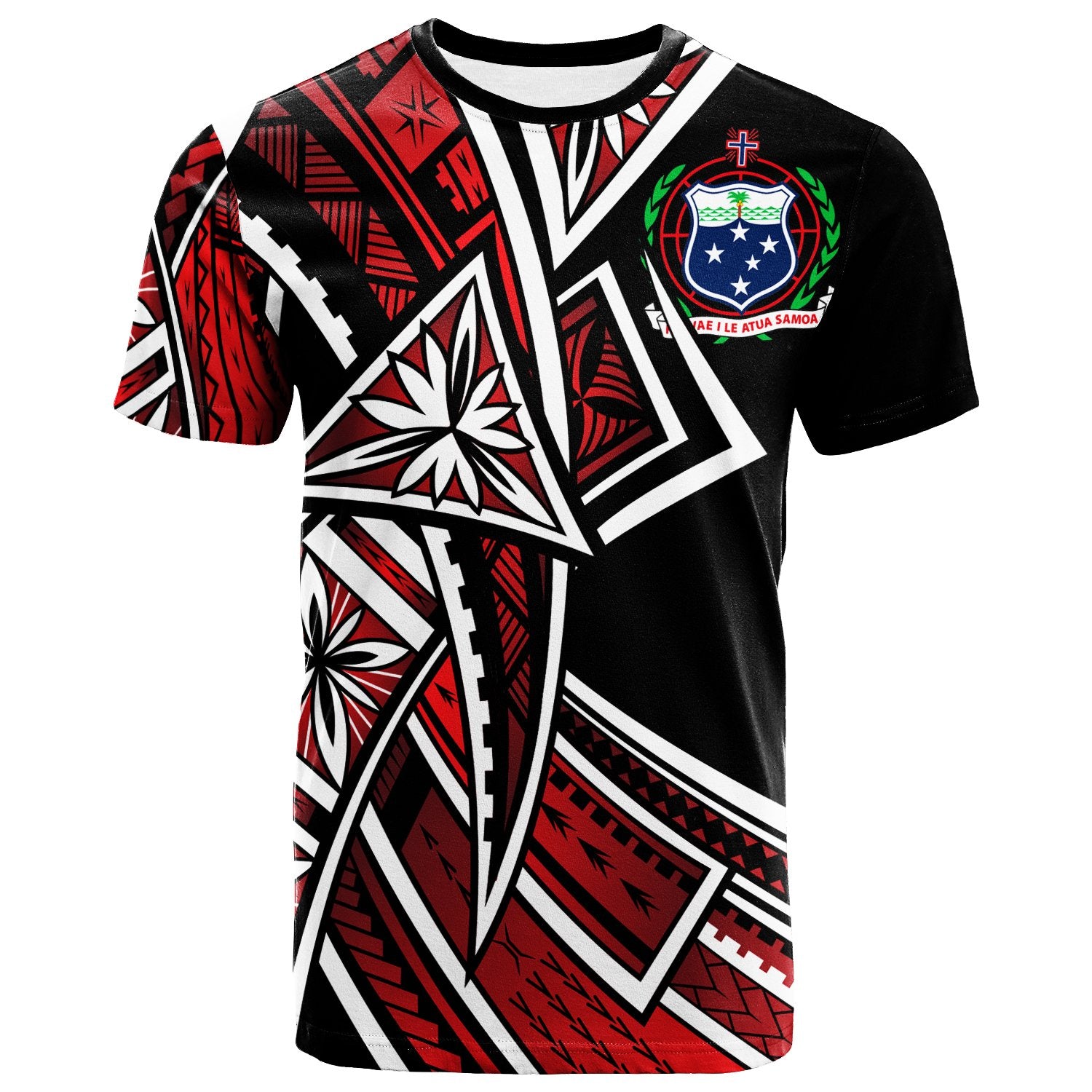 Samoa T Shirt Tribal Flower Special Pattern Red Color Unisex Red - Polynesian Pride