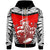 Samoa Zip up Hoodie Samoan Legend Wielding A Club Nifooti Weapon Defeating The God With Taro Plant Red Unisex Red - Polynesian Pride