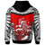 Samoa Zip up Hoodie Samoan Legend Wielding A Club Nifooti Weapon Defeating The God With Taro Plant Red - Polynesian Pride