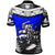 Samoa Polo Shirt Samoan Legend Wielding A Club Nifooti Weapon Defeating The God With Taro Plant Blue - Polynesian Pride