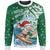 Christmas Sweatshirt 01 - Santa Claus With Surfboard Unisex Green - Polynesian Pride