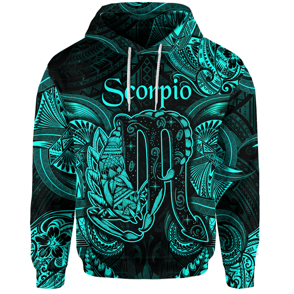 Custom Scorpio Zodiac Polynesian Hoodie Unique Style Turquoise LT8 Turquoise - Polynesian Pride
