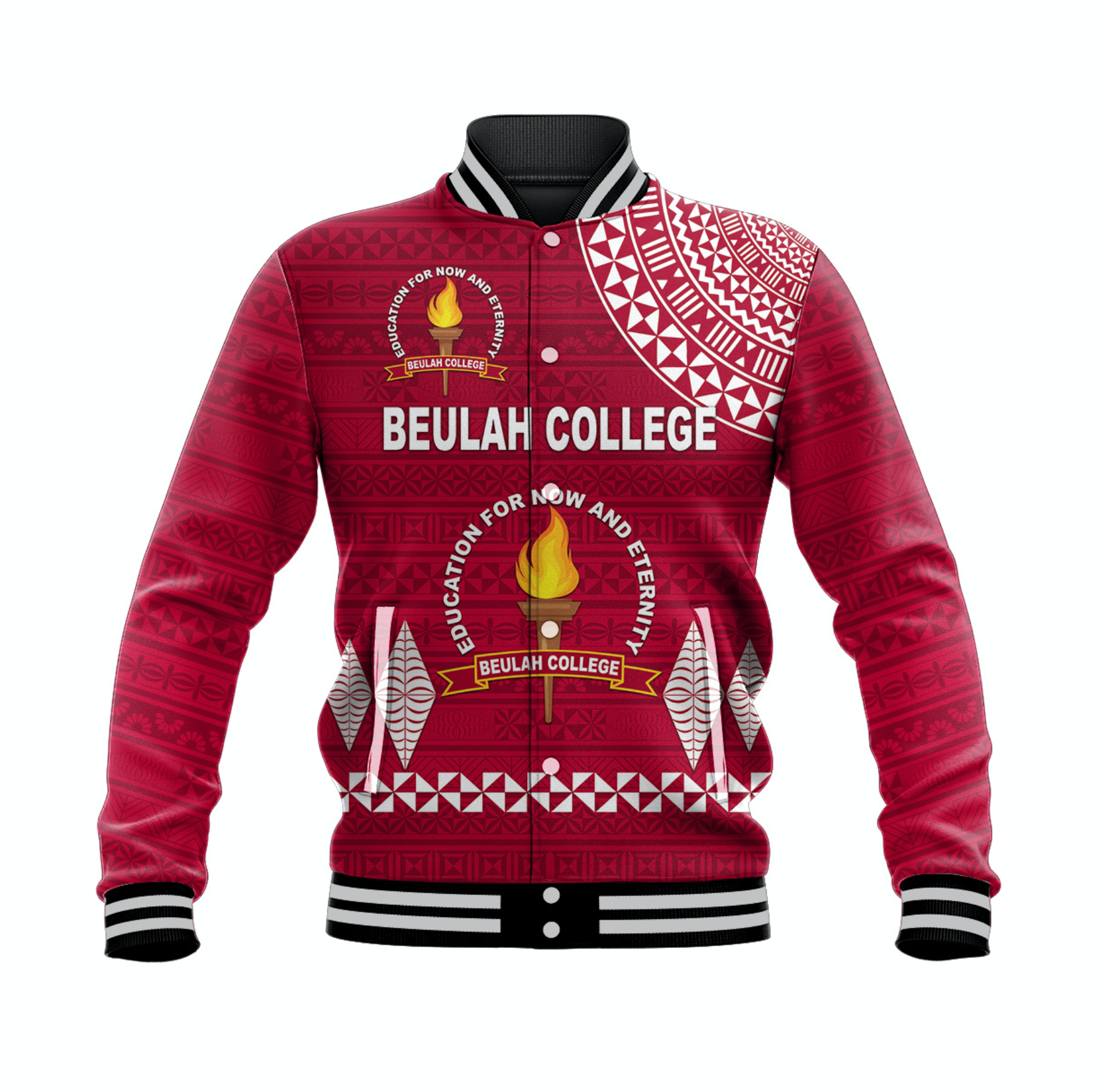 (Custom Personalised) Tonga Beulah College Baseball Jacket Simple Style NO.1 LT8 - Polynesian Pride