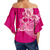 Breast Cancer Pink Ribbon Butterfly Polynesian Pink Version Off Shoulder Waist Wrap Top - LT12 - Polynesian Pride