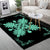 Hawaiian Quilt Maui Plant And Hibiscus Pattern Area Rug - Seafoarm Black - AH - Polynesian Pride