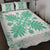 Hawaiian Quilt Maui Plant And Hibiscus Pattern Quilt Bed Set - Seafoarm White - AH - Polynesian Pride