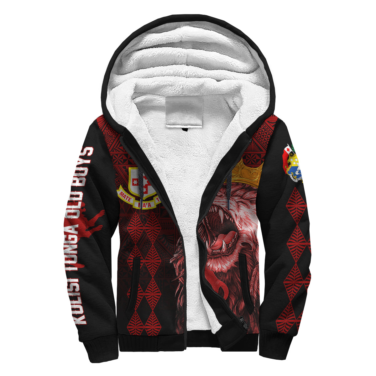 (Custom Personalize) Kolisi Tonga 'Atele Old Boys Sherpa Hoodie Red Lions LT7 Unisex Red - Polynesian Pride