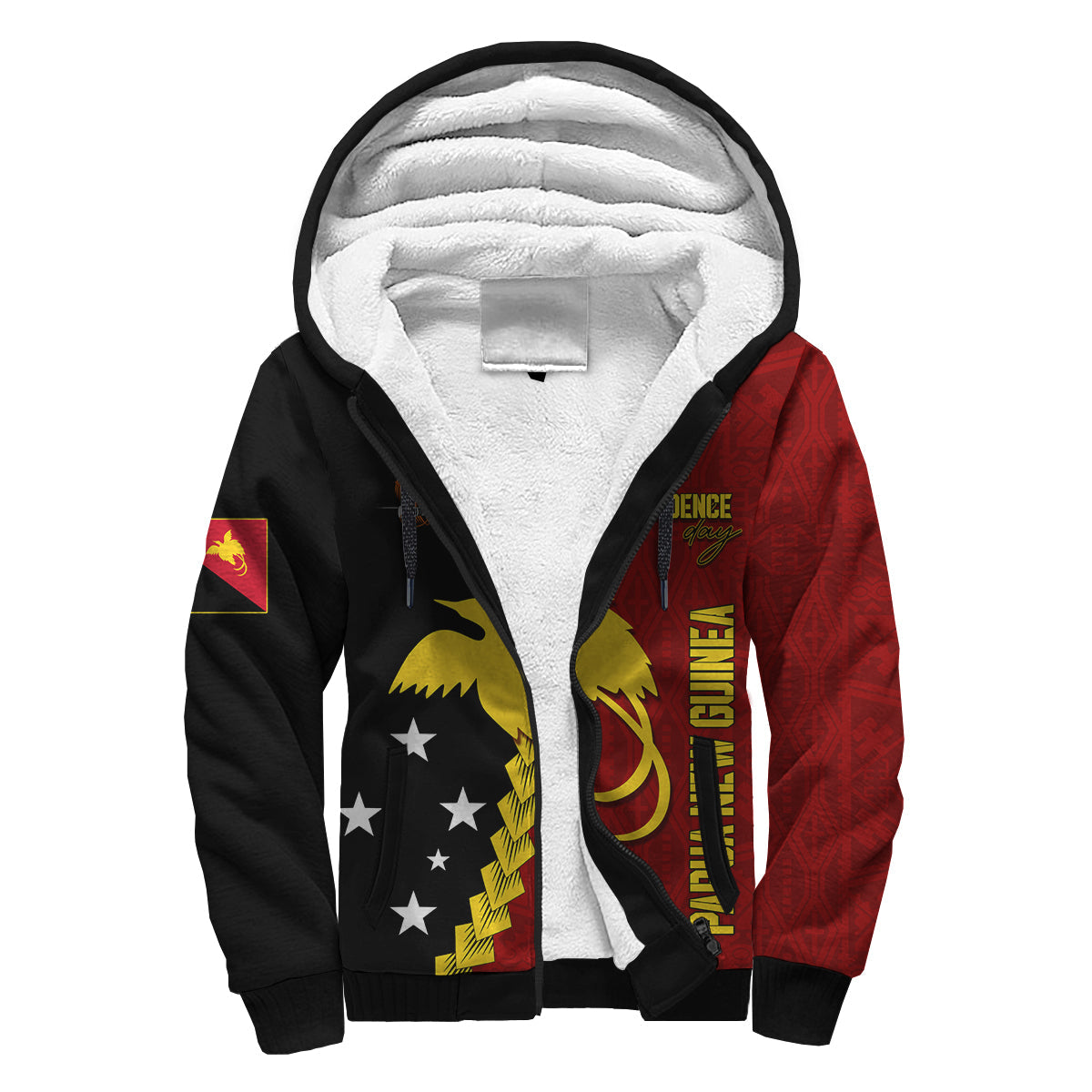 Personalised Papua New Guinea Sherpa Hoodie 49th Independence Anniversary - Motu Revareva LT7 Unisex Red - Polynesian Pride