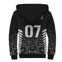 Personalised New Zealand Sherpa Hoodie All Black Champion LT7 - Polynesian Pride