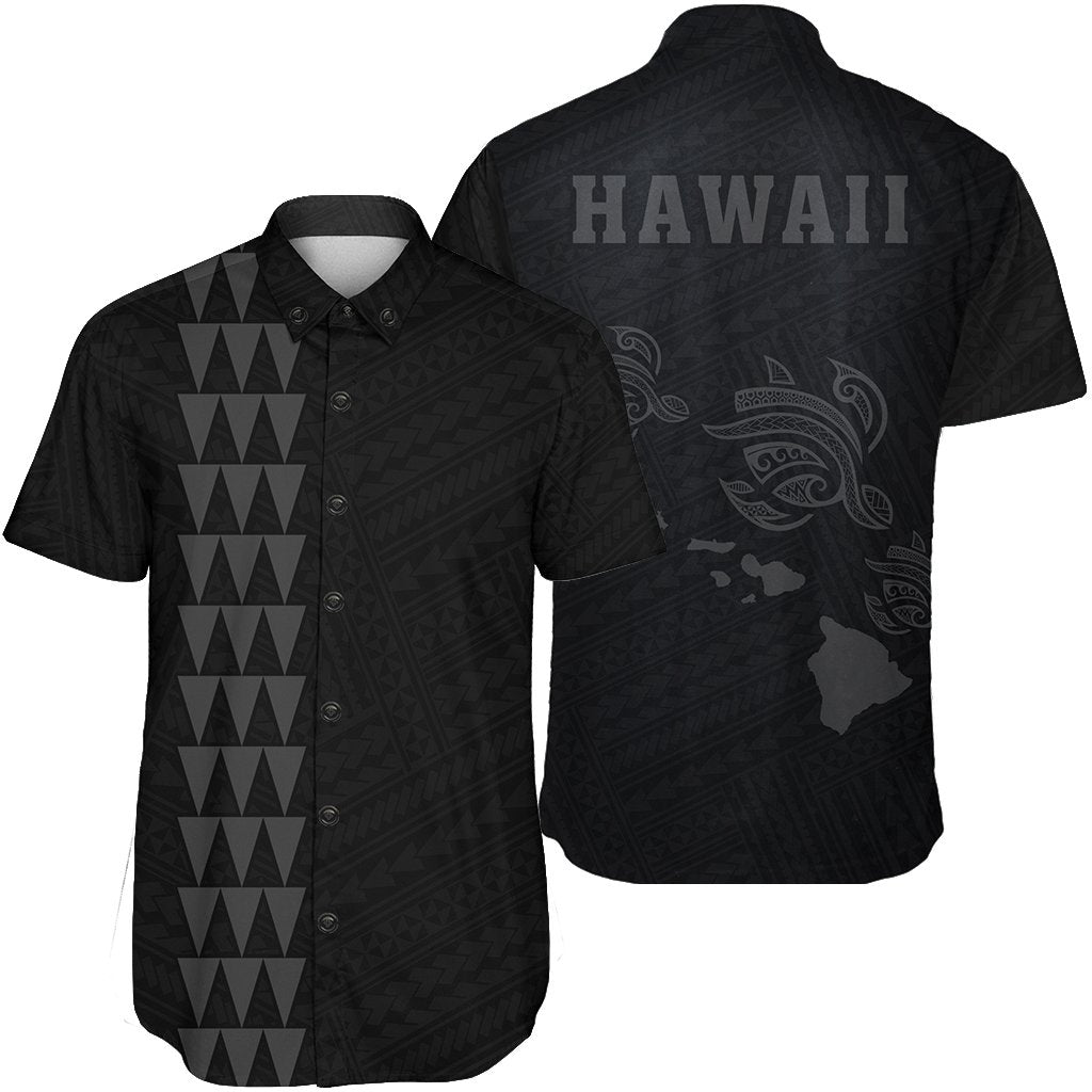 Hawaii Kakau Polynesian Three Turtles Map Short Sleeve Shirt - Grey Unisex Grey - Polynesian Pride