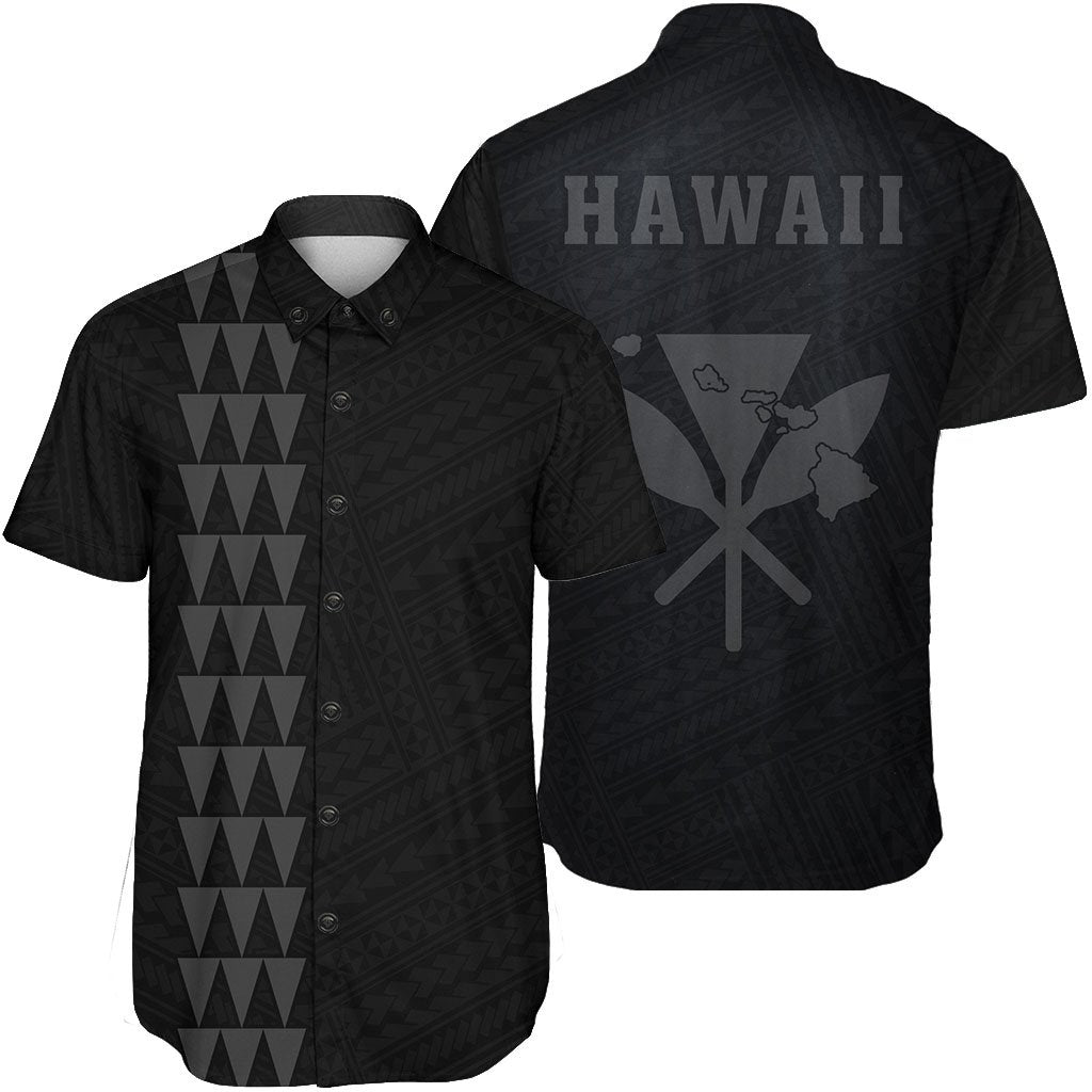 Hawaii Kakau Polynesian Kanaka Map Short Sleeve Shirt - Grey Unisex Grey - Polynesian Pride