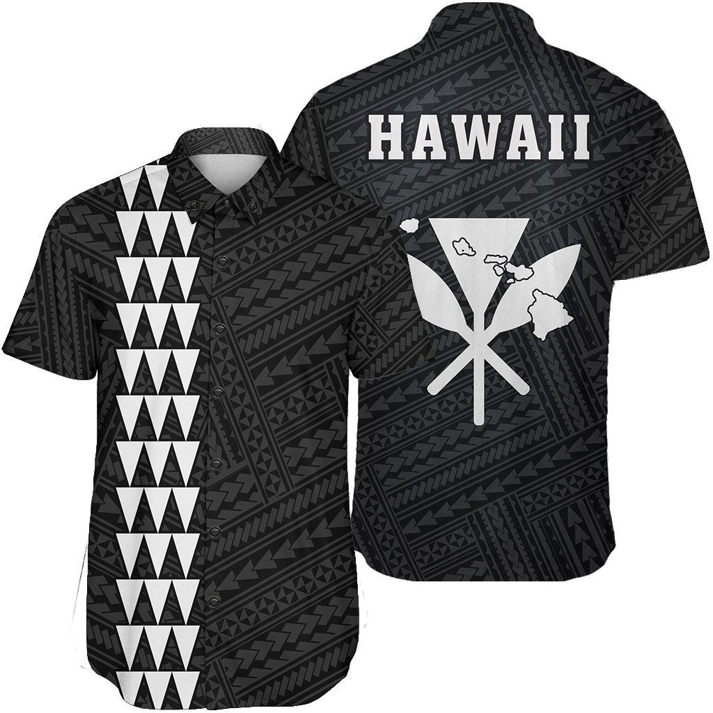 Hawaii Kakau Polynesian Kanaka Map Short Sleeve Shirt - White Unisex White - Polynesian Pride