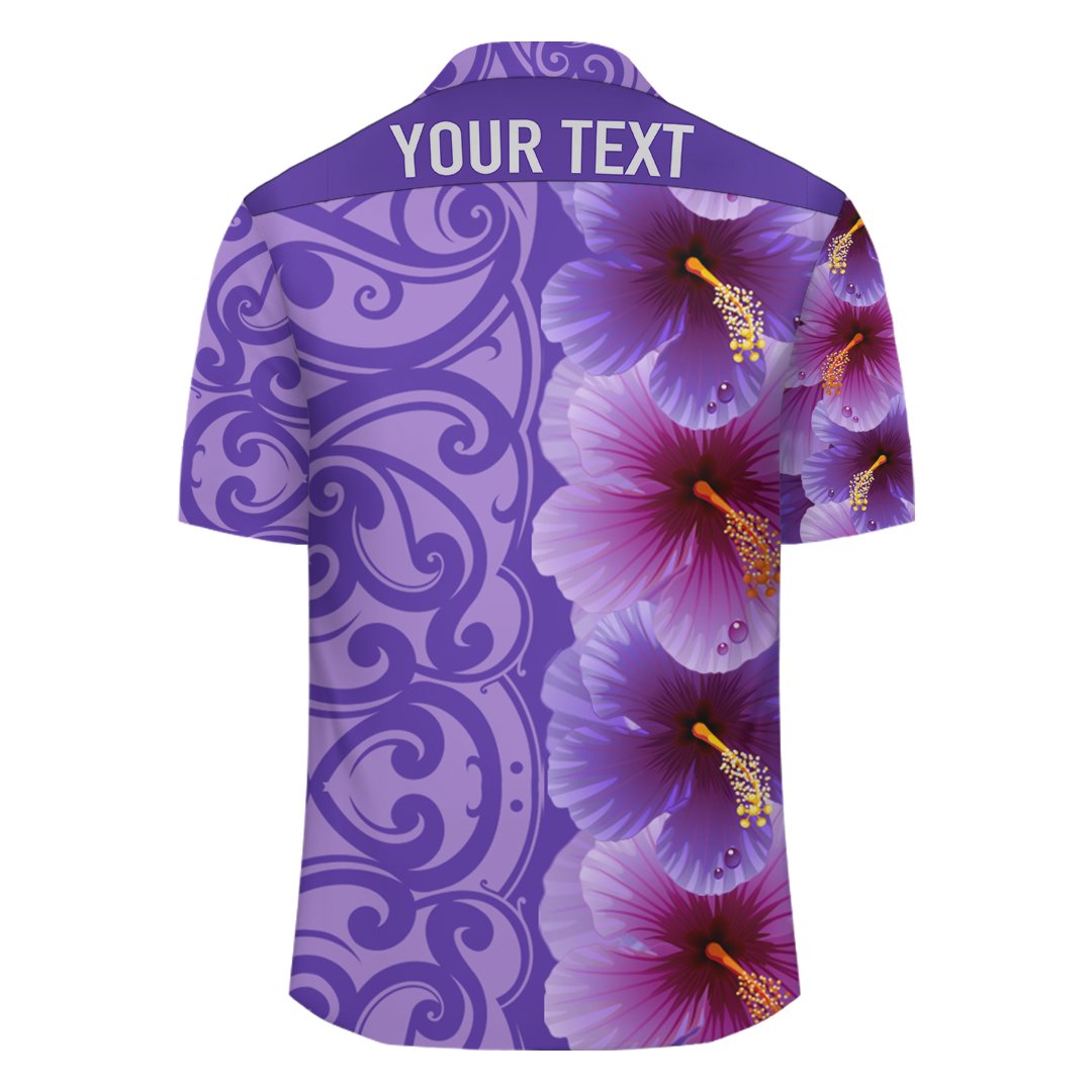 (Personalized) Hibiscus Flowers Polynesian - Hawaiian Shirt - Purple - Curtis Style - Polynesian Pride