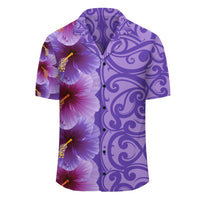 (Personalized) Hibiscus Flowers Polynesian - Hawaiian Shirt - Purple - Curtis Style - Polynesian Pride
