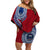 Samoa Off Shoulder Short Dress Independence Day Flag Style LT7 Women Red - Polynesian Pride