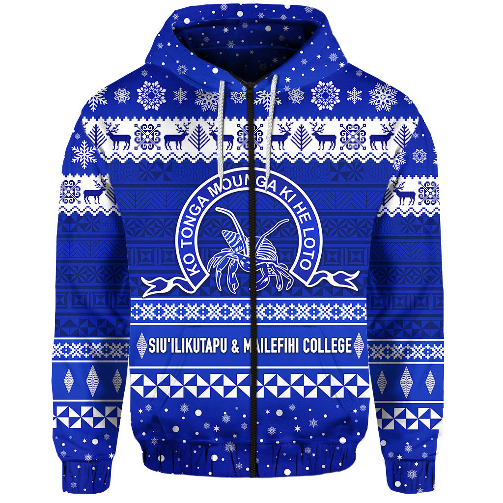 Custom Siuilikutapu & Mailefihi College Christmas Zip Hoodie Simple Style LT8 - Polynesian Pride