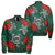 Hawaii Lehua Flowers Turtle Poly Sleeve Zip Bomber Jacket - Ser Style - AH Green Unisex - Polynesian Pride