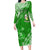 Liahona High School Tonga Long Sleeves Bodycon Dress Kupesi Style - Ver01 LT7 Polyester/spandex Green - Polynesian Pride