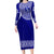 Queen Salote College Tonga Long Sleeves Bodycon Dress Kupesi Style - Ver03 LT7 Polyester/spandex Blue - Polynesian Pride