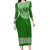 Liahona High School Tonga Long Sleeves Bodycon Dress Kupesi Style - Ver03 LT7 Polyester/spandex Green - Polynesian Pride