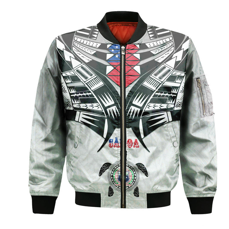 Samoa Black Saturday Bomber Jacket Visual Arts LT9 Unisex White - Polynesian Pride