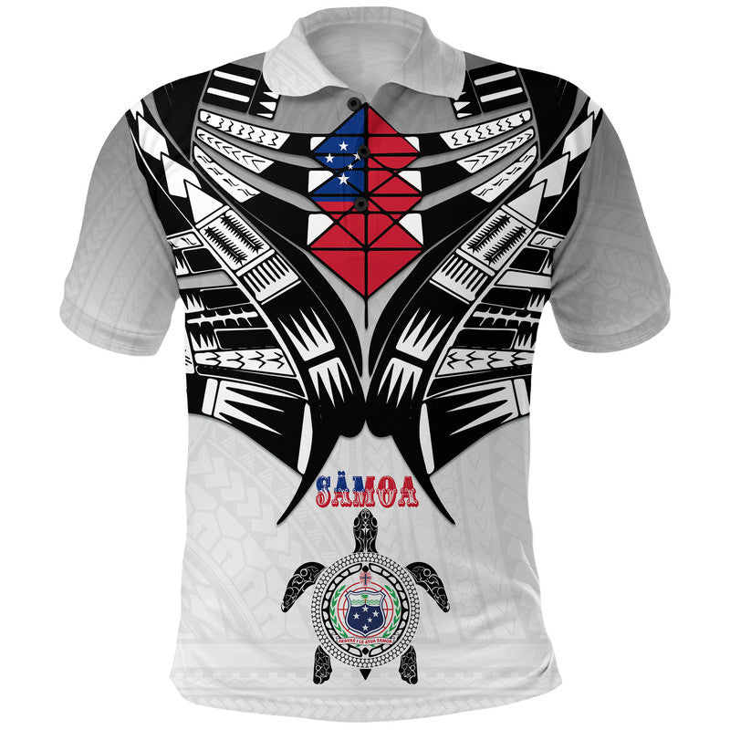 Samoa Black Saturday Polo Shirt Visual Arts LT9 Adult White - Polynesian Pride