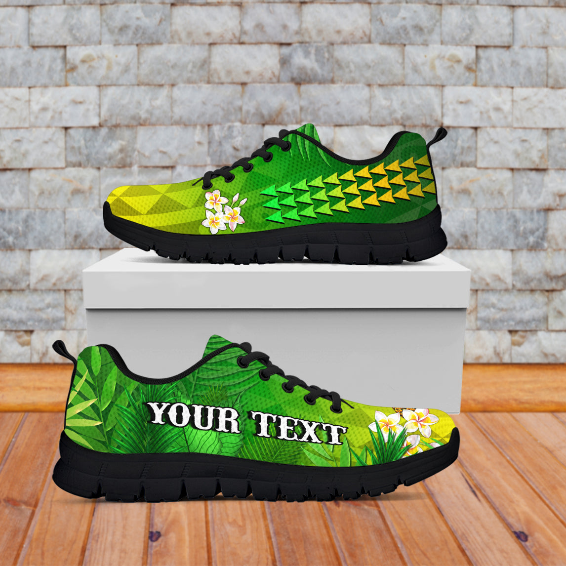 (Custom Personalised) Hawaii Pineapple Sneakers Plumeria Frangipani Mix Tribal Pattern LT13 White - Polynesian Pride