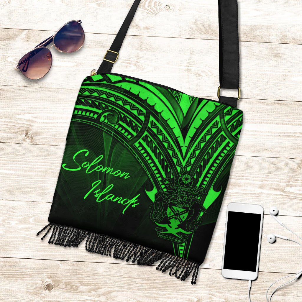 Solomon Islands Boho Handbag - Green Color Cross Style One Size Boho Handbag Black - Polynesian Pride