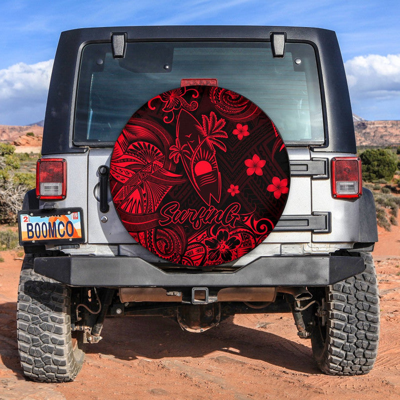 Hawaii Surfing Polynesian Spare Tire Cover Unique Style - Red LT8 Red - Polynesian Pride