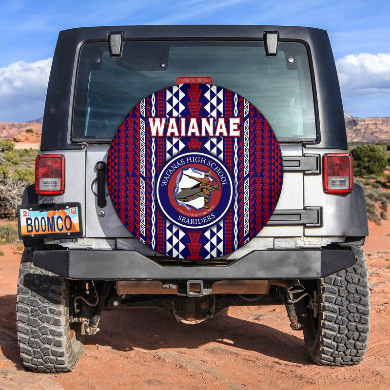 Hawaii Waianae High School Spare Tire Cover Seariders Simple Style LT8 Blue - Polynesian Pride